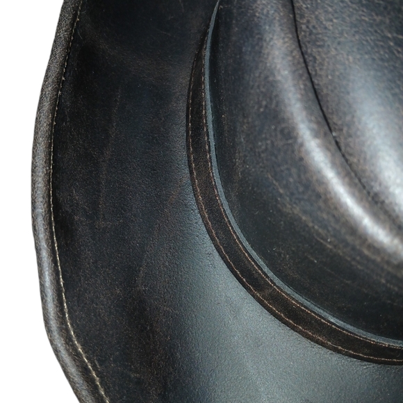 Vintage Brown Leather Cowboy Hat size Small - Picture 10 of 13
